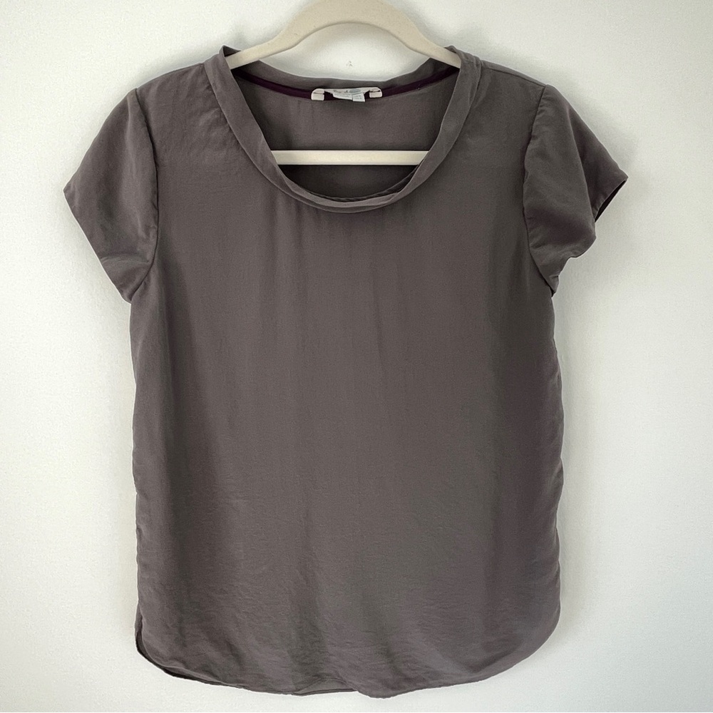 Boden Toupee Gray 100% Silk Blouse Top Sz 4 *F25